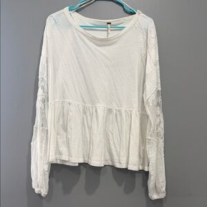 Freepeople White Lace Sleeve Women's Top